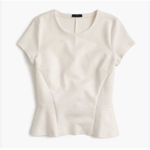 J.Crew White Structured Peplum Top - Size M